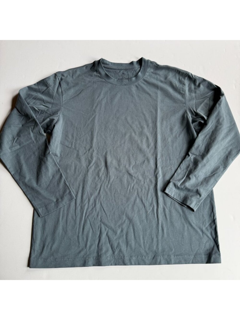 MUJI Men's Steel Blue Cotton LS Crew Neck T-Shirt - Size XL